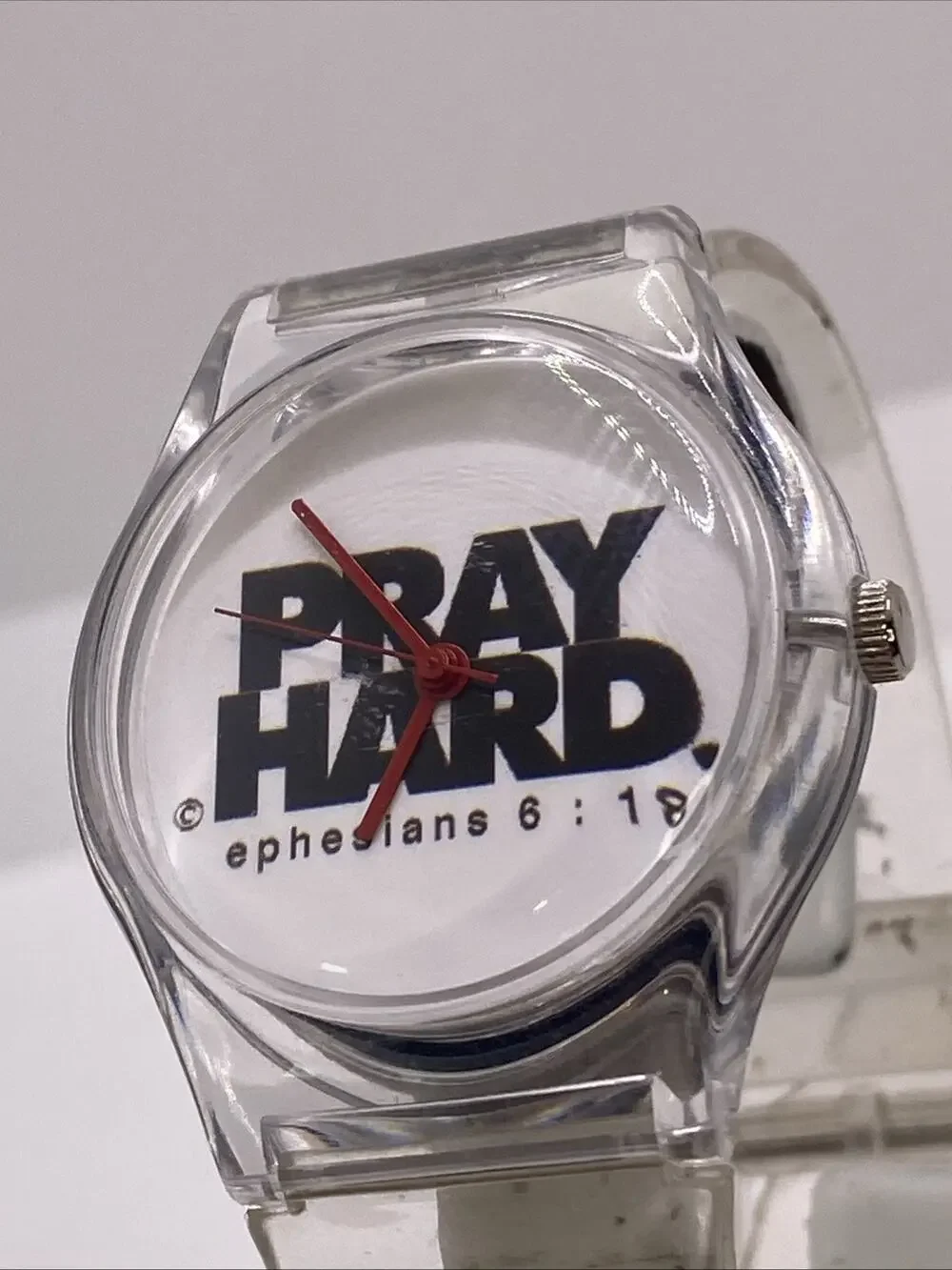 Vintage Pray Hard Watch Clear Watch New Battery